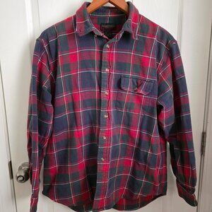 Saddlebred Red & Blue Plaid Long Sleeve Flannel Men's Size Large
